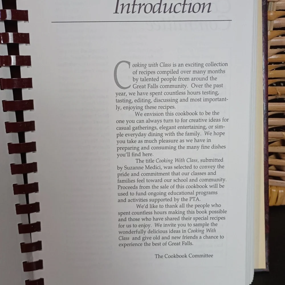 Great Falls Virginia School PTA Community Cookbook Cooking With Class 1st ED '96
